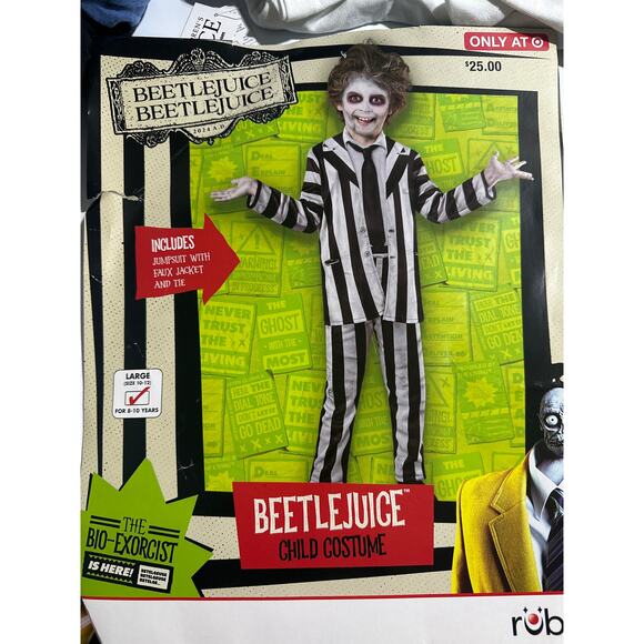 Rubies Beetlejuice Child Halloween Costume Size Large  10-12  (8-10 Years) - Picture 1 of 5